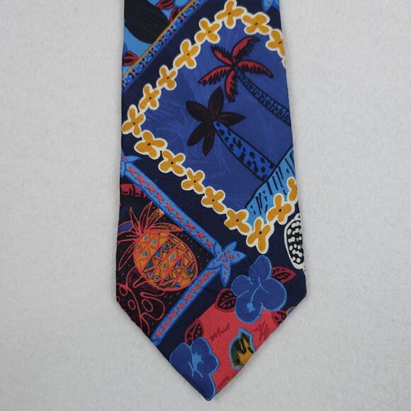 Ermenegildo Zegna Blue Red Neon Floral Print 100% Silk Neck Tie Designer - Picture 1 of 7